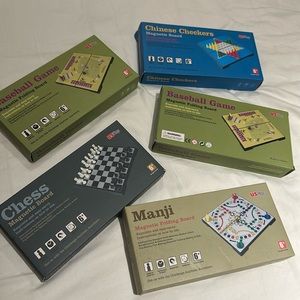 5 magnetic board games.